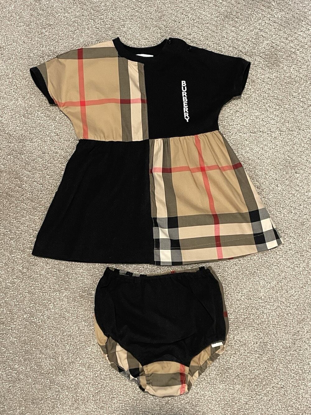 Burberry Baby Girls Elena Vintage Check Colorblock Dress & Bloomer Set 18 Months